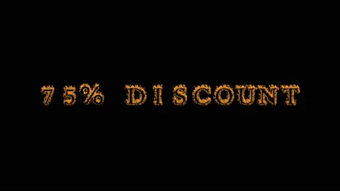 75% discount fire text effect black background Stock Footage 136314538