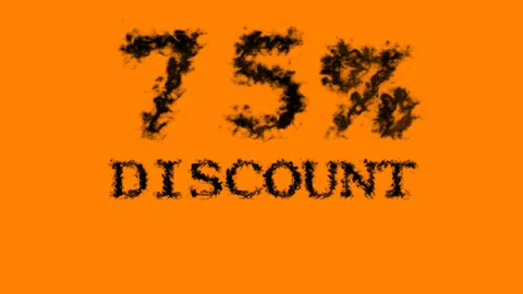 75% discount smoke text effect orange isolated background Stock Footage 139628437