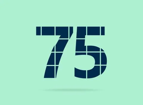 75 number, vector desing font.  Made of knife cut. For logo, brand label, des Stock Illustration