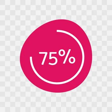 75 percent chart. Vector percentage infographics. Magenta isolated icon Illustration