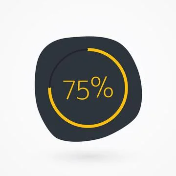 75 percent chart. Vector percentage infographic element. Gray Yellow isolated Stock Illustration