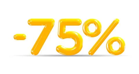 75 percent Off. Discount creative composition of golden or yellow balloons. Stock Illustration