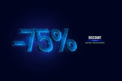 75 percent discount low poly vector illustration Stock Illustration