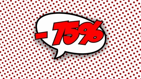 75 percent discount text in speech balloon Stock Footage 88335090