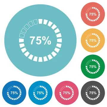 75 percent loaded flat round icons Illustrazione stock