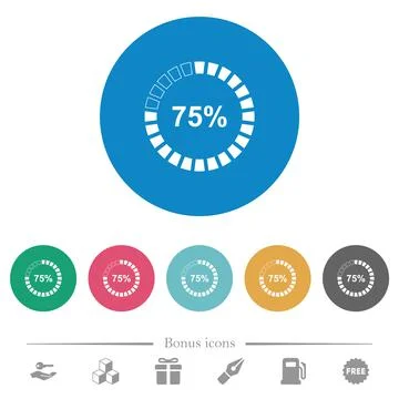 75 percent loaded flat round icons Stock Illustration