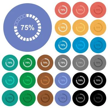 75 percent loaded round flat multi colored icons Stock Illustration