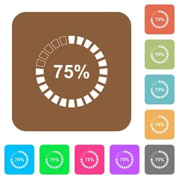 75 percent loaded rounded square flat icons Stock Illustration