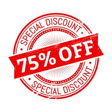 75 percent off round stamp Illustrazione stock