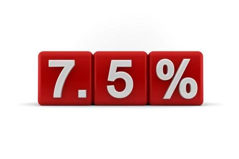 7.5 percent in white numbers on red cubes Stock Illustration