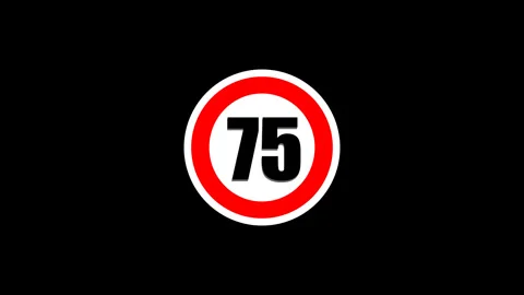 75 Speed Limit Road Sign Pop Up Animation (4K, Driving Restriction, Maximum Spee Stock Footage 323942533
