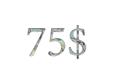 $ 75. Us dollar banknotes. The texture of the money. Isolated on white backgr Stock Photos
