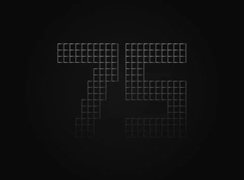 75 vector number made of metal chain link fence. For logo, brand label, desig Stock Illustration