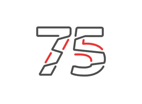 75 vector number. Modern trendy, creative style line design. For logo, brand  Stock Illustration