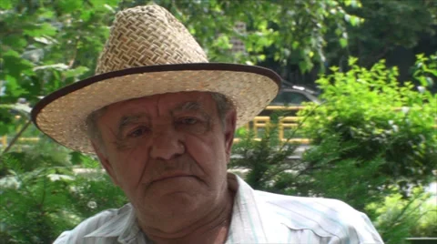 75 Year Old Man Talking To The Camera And Smiling, Elderly, Old, Age, Outdoor Stock Footage 39559499