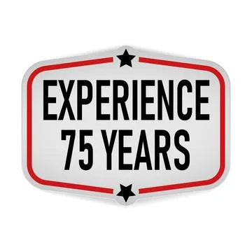 75 YEARS EXPERIENCEOval sticker paper label vector o a white background Stock Illustration