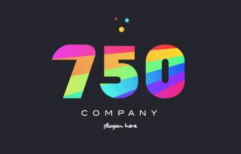 750 colored rainbow creative number digit numeral logo icon Stock Illustration