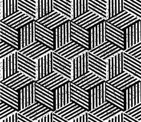 759 Seamless pattern with black and white lines cube_ Stock Illustration