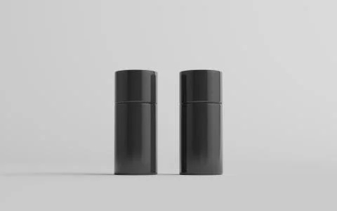 75ml Black Plastic Roll-On / Spray Deodorant Bottle Mockup - Two Bottles. 3D  Stock Illustration