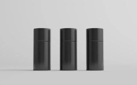 75ml Black Plastic Roll-On / Spray Deodorant Bottle Mockup - Three Bottles. 3 Stock Illustration