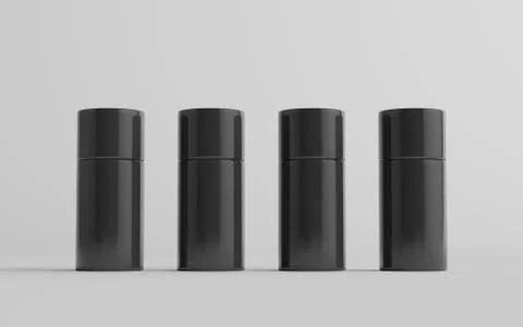 75ml Black Plastic Roll-On / Spray Deodorant Bottle Mockup - Multiple Bottles Stock Illustration
