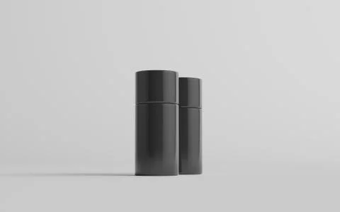75ml Black Plastic Roll-On / Spray Deodorant Bottle Mockup - Two Bottles. 3D  Stock Illustration