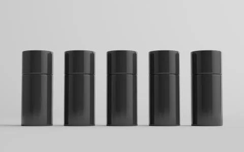 75ml Black Plastic Roll-On / Spray Deodorant Bottle Mockup - Multiple Bottles Stock Illustration