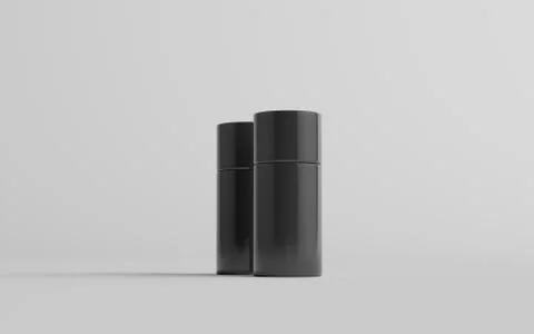75ml Black Plastic Roll-On / Spray Deodorant Bottle Mockup - Two Bottles. 3D  Stock Illustration