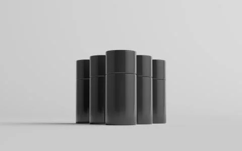 75ml Black Plastic Roll-On / Spray Deodorant Bottle Mockup - Multiple Bottles Stock Illustration