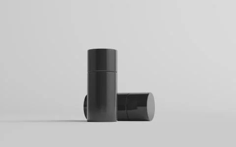 75ml Black Plastic Roll-On / Spray Deodorant Bottle Mockup - Two Bottles. 3D  Stock Illustration