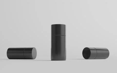 75ml Black Plastic Roll-On / Spray Deodorant Bottle Mockup - Three Bottles. 3 Stock Illustration
