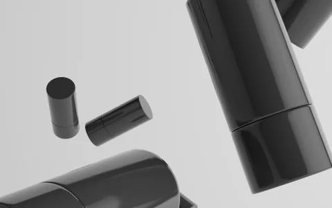 75ml Black Plastic Roll-On / Spray Deodorant Bottle Mockup - Multiple Floatin Stock Illustration