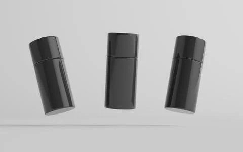 75ml Black Plastic Roll-On / Spray Deodorant Bottle Mockup - Three Bottles. 3 Stock Illustration