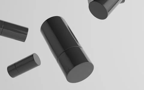 75ml Black Plastic Roll-On / Spray Deodorant Bottle Mockup - Multiple Floatin Stock Illustration
