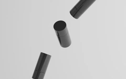 75ml Black Plastic Roll-On / Spray Deodorant Bottle Mockup - Three Floating B Stock Illustration