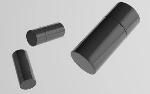 75ml Black Plastic Roll-On / Spray Deodorant Bottle Mockup - Three Floating B Stock Illustration