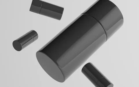 75ml Black Plastic Roll-On / Spray Deodorant Bottle Mockup - Multiple Floatin Stock Illustration