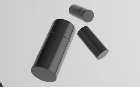75ml Black Plastic Roll-On / Spray Deodorant Bottle Mockup - Three Floating B Stock Illustration