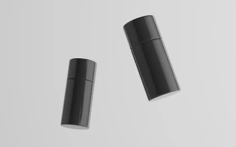 75ml Black Plastic Roll-On / Spray Deodorant Bottle Mockup - Two Floating Bot Stock Illustration