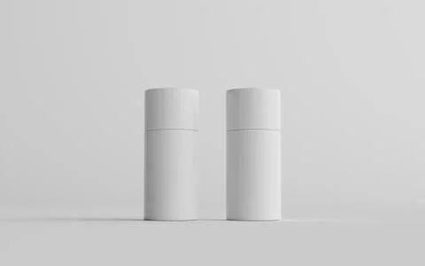 75ml White Plastic Roll-On / Spray Deodorant Bottle Mockup - Two Bottles. 3D  Stock Illustration