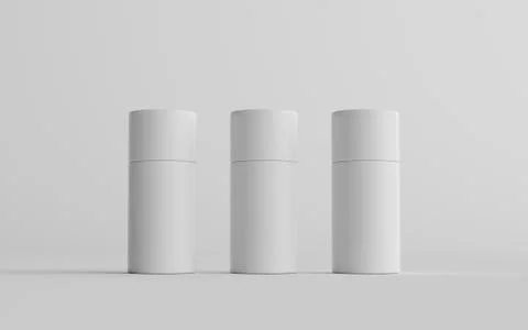 75ml White Plastic Roll-On / Spray Deodorant Bottle Mockup - Three Bottles. 3 Stock Illustration