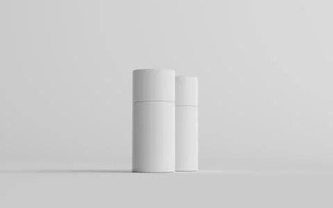 75ml White Plastic Roll-On / Spray Deodorant Bottle Mockup - Two Bottles. 3D  Stock Illustration