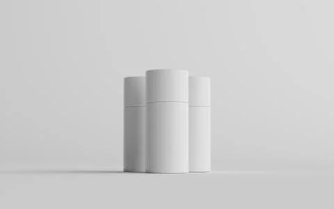 75ml White Plastic Roll-On / Spray Deodorant Bottle Mockup - Three Bottles. 3 Stock Illustration