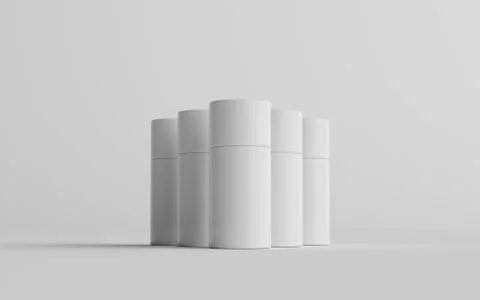 75ml White Plastic Roll-On / Spray Deodorant Bottle Mockup - Multiple Bottles Stock Illustration