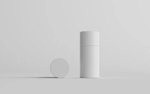 75ml White Plastic Roll-On / Spray Deodorant Bottle Mockup - Two Bottles. 3D  Stock Illustration