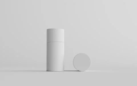 75ml White Plastic Roll-On / Spray Deodorant Bottle Mockup - Two Bottles. 3D  Stock Illustration