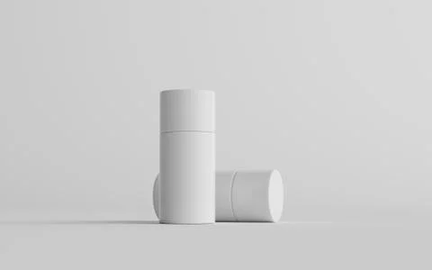 75ml White Plastic Roll-On / Spray Deodorant Bottle Mockup - Two Bottles. 3D  Stock Illustration