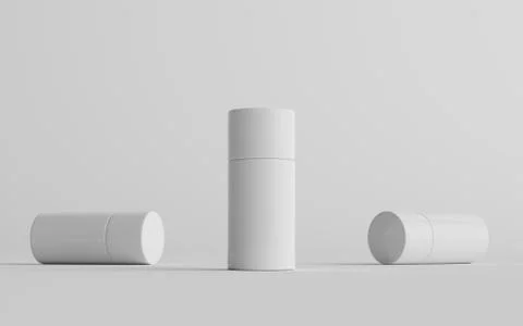 75ml White Plastic Roll-On / Spray Deodorant Bottle Mockup - Three Bottles. 3 Stock Illustration