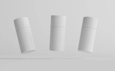 75ml White Plastic Roll-On / Spray Deodorant Bottle Mockup - Three Bottles. 3 Stock Illustration
