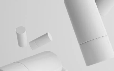 75ml White Plastic Roll-On / Spray Deodorant Bottle Mockup - Multiple Floatin Stock Illustration